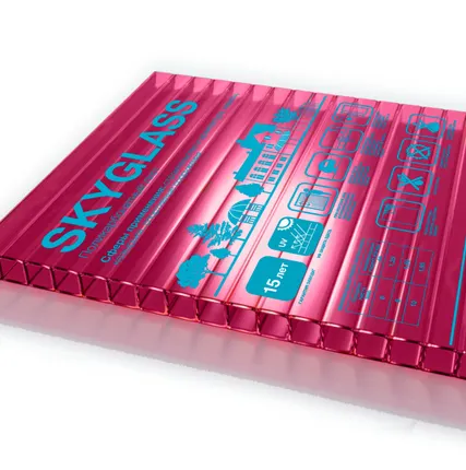 Фото №0 Сотовый поликарбонат SKYGLASS Красный 10 мм (2,1*12 м)