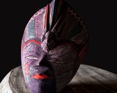 фото Маска "Павлин" на богатство, пурпурная, 29см*20,5см, Chateau Collection CC-MASK-PP