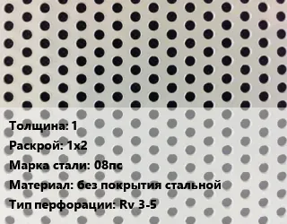 Фото №0 Лист перфорированный 1 1х2 Марка: 08пс без покрытия стальной Rv 3-5