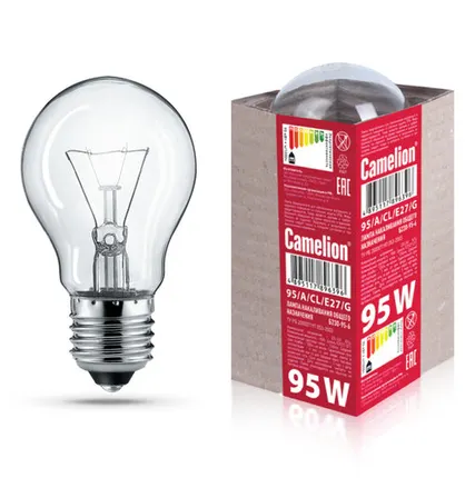 Фото №0 Лампа накаливания CAMELION ЛОН 95Вт Е27220-240В гофра