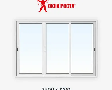 фото Раздвижное алюминиевое остекление балкона П-30 2400x1700