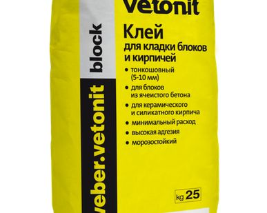 фото Клей weber.vetonit block для блоков тонк/шов 1-5мм Weber-Vetonit