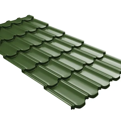 Фото №0 Металлочерепица квинта плюс Grand Line c 3D резом 0,45 PE RAL 6002 лиственно-зеленый