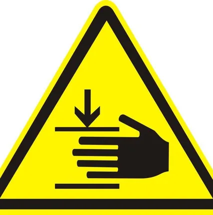 Фото №0 Знак W27 «Осторожно. Возможно травмирование рук» (пленка)