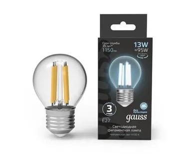 фото Светодиодная филаментная лампа Gauss Шар 13W 1150Lm 4100K E27 105802213