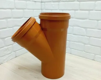 фото Тройник 160 канализационный наружный, 160мм х160мм х 45 градусов, рыжий, полипропилен