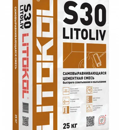 Фото №0 Пол LitoLiv S30 (25 кг) цементный 3-30 мм для наруж. и внутр. работ М 300