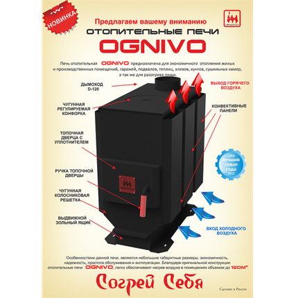 Фото №1 Печь отопительная Ognivo-I с конфоркой