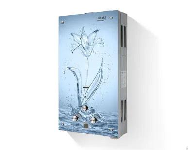 фото Газовая колонка Oasis Glass 20 SG, голубые цветы