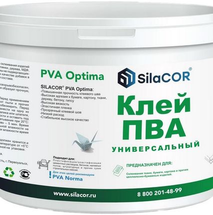 Фото №0 Клей ПВА универсальный SilaCor Optima, 10кг