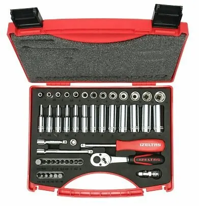Фото №0 Набор торцевых головок 1/4" 6-гранных, 4-14 мм 48 предметов, IZELTAS, 14000005131