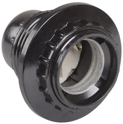 Фото №0 Патрон электрич. E27 Пкб27-04-К11 с кольцом карболит. черн. (с этикет.) ИЭК EPK11-04-01-K01