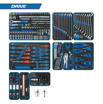 Фото №5 Набор инструментов 251 предмет, quot;DRIVE quot;, для тележки, 10 ложементов KING TONY 934-251MRVD