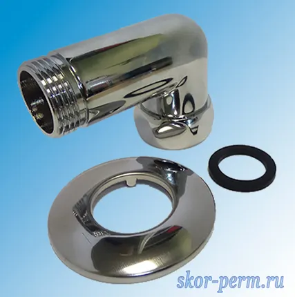 Фото №1 Соединение угловое 1&quot;х1&quot; гайка/штуцер с отражателем для полотенцесушителя