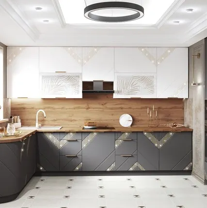 Фото №0 Кухонный гарнитур П-образный с витриной Монако 106 203