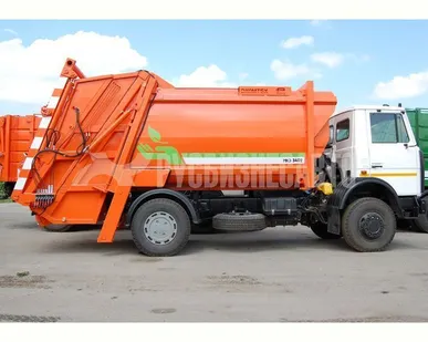 фото Мусоровоз МКЗ-3410 на шасси МАЗ-5340B2 с портальным подъемником (РАРЗ)