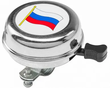 фото Звонок 54BF-01 с российским флагом, стальной, хромированный