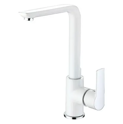 Фото №0 смеситель для кухни ARGOtech OLIMP однорычажный латунь хром/белый