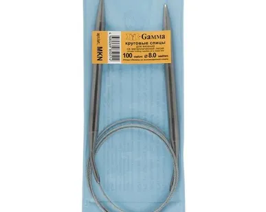 фото Спицы круговые MKN сталь (d 8.0 мм)/100 см, с металл. леской, Gamma