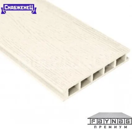 Фото №0 Террасная доска из ДПК Faynag "Stelo" цвет: Слоновая Кость, 152x24 мм (цена м2)