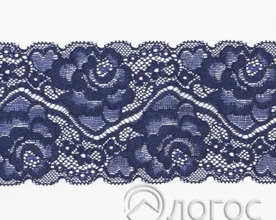 фото Кружево стрейч гипюр 6322 90 мм, т.синий
