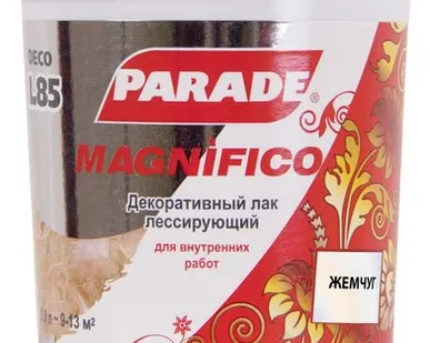 фото Лак PARADE Лак для декоративной отделки поверхностей PARADE L5 0,9 л глянцевый жемчуг 0005710