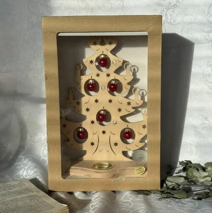 Фото №0 Подсвечник Елка с шарами 31 см дерево в коробке