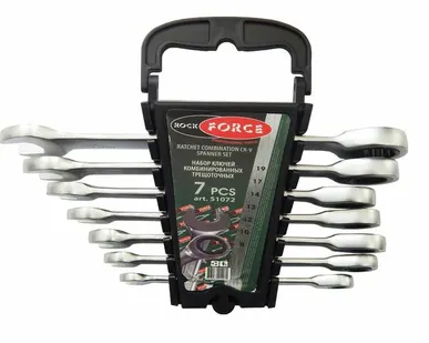 фото Набор ключей комбинированных трещоточных 8-19мм 7пр ROCK FORCE 51072