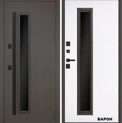 Фото №0 Входная дверь ТЕРМО Барон муар коричневый стеклопакет-капучино АСД