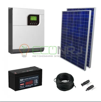 Фото №0 Солнечная электростанция 2.1 кВт*ч в сутки Solar GEL MPPT 2024 с крепежом