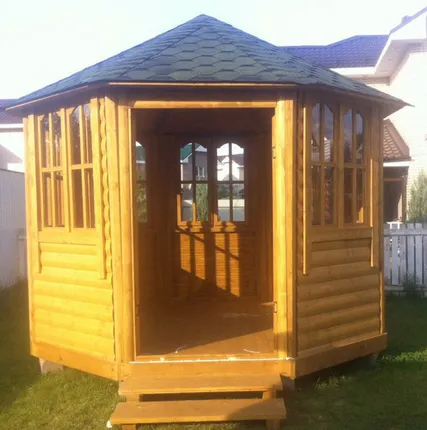 Фото №0 Восьмиугольная застекленная беседка Садовый Комфорт 3,6 метра. Доставка 0 р