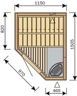Фото №1 Сауна Harvia Variant S1215L (угловая левая, 1150х1505 мм, без печи, интерьер Formula из сосны)