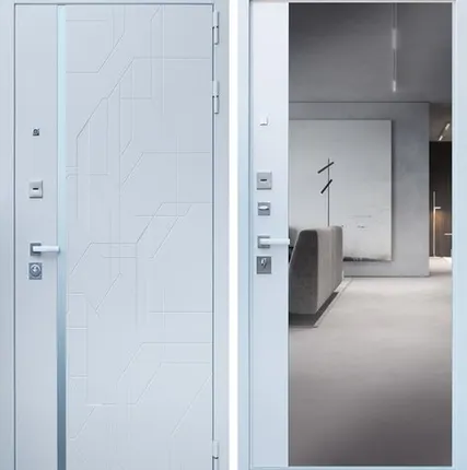 Фото №0 Входная дверь Эверест белый матовый-зеркало белый матовый АСД