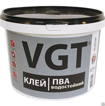Фото №0 Клей ПВА водостойкий VGT (280 г; 1 кг; 2,5 кг; 10 кг)