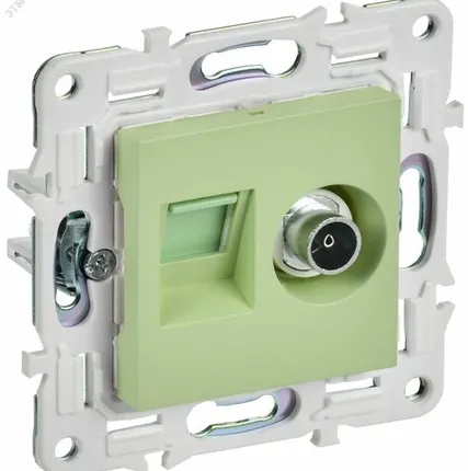 Фото №0 SKANDY Розетка двойная TV+RJ45 кат.5E SK-A14G мятный IEK