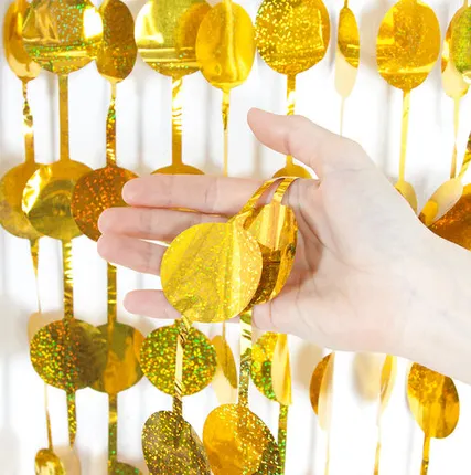 Фото №0 Занавес Круг, Лазерный, Золото, Голография, 100*200 см, 1 шт.