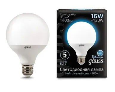 фото Светодиодная лампа Gauss G95 16W 1400Lm 4100K E27 105102216