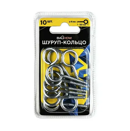 Фото №0 Шуруп-кольцо 4х30/50-11 оцинкованный 10шт в блистере Bauhow 89100