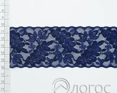 фото Кружево стрейч гипюр 1026 60 мм, т.синий