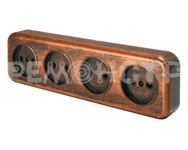 фото Розетка 4-х местная открытой установки без з/к RA 16-446 медь Викинг SVET (1/35)