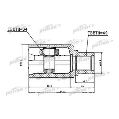 Фото №0 Patron ШРУС внутренний правый 40X56X34 VAG VOLKSWAGEN TIGUAN 07 ор 5N0498103A Patron PCV1757