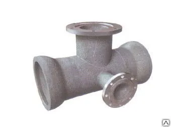 Фото №0 Крест раструб - фланец с пожарной подставкой ППКРФ Ду 200 х 150, ВЧШГ, шт