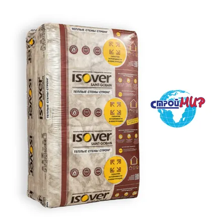 Фото №0 Утеплитель ISOVER Теплые Стены Стронг 50/610х1000 мм Е/К (1 уп-6.1 м2) (пал/40 шт)