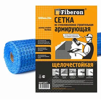 Фото №0 Сетка штукатурная 1х20 м Fiberon SMF220T, 10х10 мм, 115 г/м², синяя