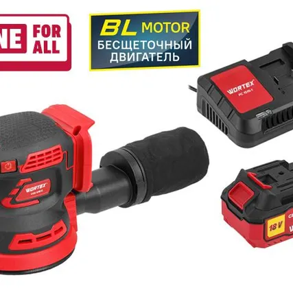 Фото №0 Эксцентриковая шлифмашина аккумуляторная Wortex COS 1218 E/4, 18 В, 1 АКБ х 4 Ач