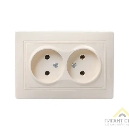 Фото №0 Розетка 2-м СП КВАРТА c зазем.крем. 16А IP20 РС12-3-ККм ИЭК ERK24-К33-16-DM