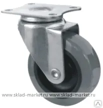 фото Колесо не поворотное платформа метал. ступица д-100мм серая резина