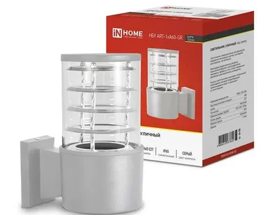 фото Светильник НБУ ART-1хA60-GR CITY E27 IP65 230В уличный односторон. алюм. под лампу 1хA60 сер. IN HOME 4690612037622