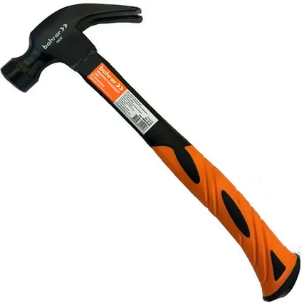 Фото №0 Молоток-гвоздодер Bohrer 450 г. рукоятка фибергласс с резиновым покрытием