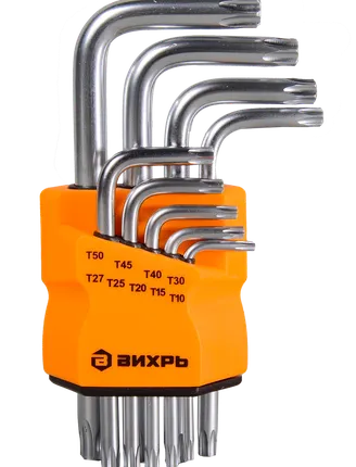 Фото №0 Набор ключей имбусовых Вихрь Torx , 9 шт, T10-T50